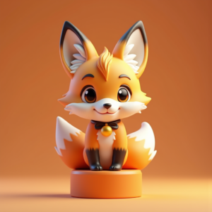 3D Toys — Chibi-style Fox Spirit With Fluffy Tri-colour Character #0019 (Stable Diffusion)
