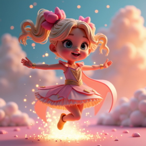 3D Toys — Magical Girl Character With Flowing Ribbon-trimmed Character #0006 (Midjourney)