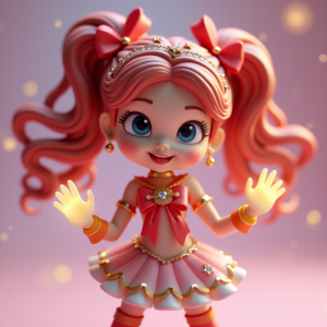 3D Toys — Magical Girl Character With Flowing Ribbon-trimmed Character #0012 (Firefly)