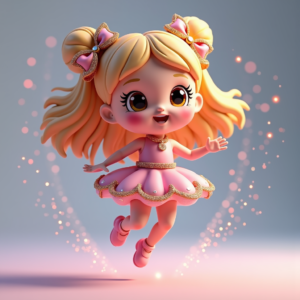 3D Toys — Magical Girl Character With Flowing Ribbon-trimmed Character #0042 (Midjourney)