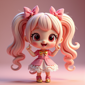 3D Toys — Magical Girl Character With Flowing Ribbon-trimmed Character #0054 (Midjourney)
