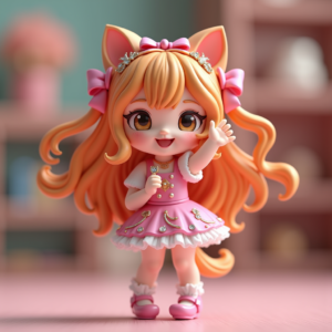 3D Toys — Magical Girl Character With Flowing Ribbon-trimmed Character #0090 (Midjourney)