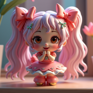 3D Toys — Magical Girl Character With Flowing Ribbon-trimmed Character #0102 (Midjourney)