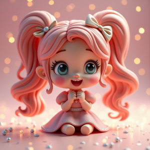 3D Toys — Magical Girl Character With Flowing Ribbon-trimmed Character #0138 (Midjourney)