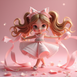 3D Toys — Magical Girl Character With Flowing Ribbon-trimmed Character #0144 (Firefly)