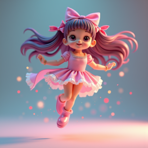 3D Toys — Magical Girl Character With Flowing Ribbon-trimmed Character #0150 (Midjourney)