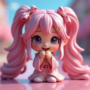 3D Toys — Magical Girl Character With Flowing Ribbon-trimmed Character #0174 (Midjourney)