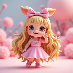 3D Toys — Magical Girl Character With Flowing Ribbon-trimmed Character #0198 (Midjourney)