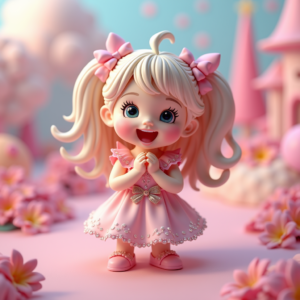 3D Toys — Magical Girl Character With Flowing Ribbon-trimmed Character #0210 (Midjourney)
