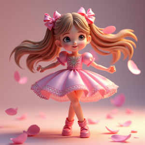 3D Toys — Magical Girl Character With Flowing Ribbon-trimmed Character #0235 (Stable Diffusion)