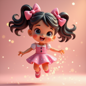 3D Toys — Magical Girl Character With Flowing Ribbon-trimmed Character #0241 (Recraft)