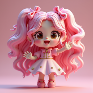 3D Toys — Magical Girl Character With Flowing Ribbon-trimmed Character #0253 (Recraft)