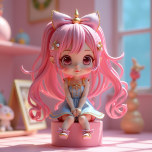 3D Toys — Magical Girl Character With Flowing Ribbon-trimmed Character #0295 (Stable Diffusion)