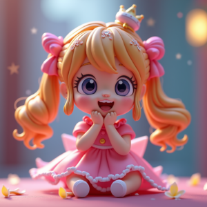 3D Toys — Magical Girl Character With Flowing Ribbon-trimmed Character #0301 (Recraft)