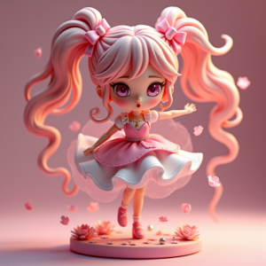 3D Toys — Magical Girl Character With Flowing Ribbon-trimmed Character #0307 (Stable Diffusion)
