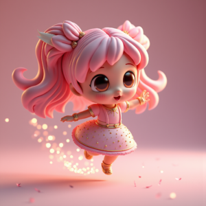 3D Toys — Magical Girl Character With Flowing Ribbon-trimmed Character #0313 (Recraft)