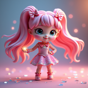 3D Toys — Magical Girl Character With Flowing Ribbon-trimmed Character #0319 (Stable Diffusion)
