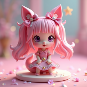 3D Toys — Magical Girl Character With Flowing Ribbon-trimmed Character #0331 (Stable Diffusion)