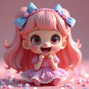 3D Toys — Magical Girl Character With Flowing Ribbon-trimmed Character #0337 (Recraft)