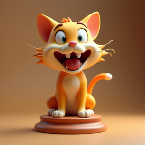 3D Toys — Mischievous Cartoon Cat Character Mid-pounce With Character #0023 (ChatGPT)