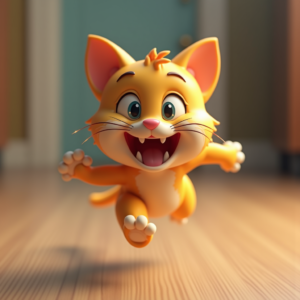 3D Toys — Mischievous Cartoon Cat Character Mid-pounce With Character #0041 (Dreamina)