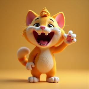 3D Toys — Mischievous Cartoon Cat Character Mid-pounce With Character #0053 (Dreamina)