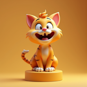 3D Toys — Mischievous Cartoon Cat Character Mid-pounce With Character #0059 (ChatGPT)