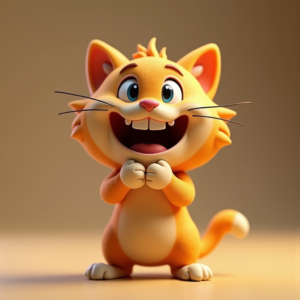 3D Toys — Mischievous Cartoon Cat Character Mid-pounce With Character #0065 (Dreamina)