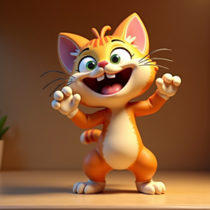 3D Toys — Mischievous Cartoon Cat Character Mid-pounce With Character #0089 (Dreamina)