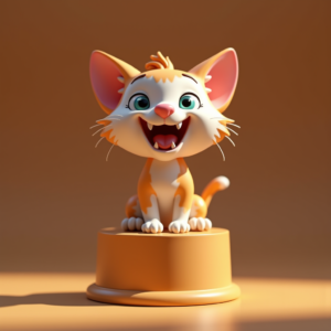 3D Toys — Mischievous Cartoon Cat Character Mid-pounce With Character #0095 (ChatGPT)