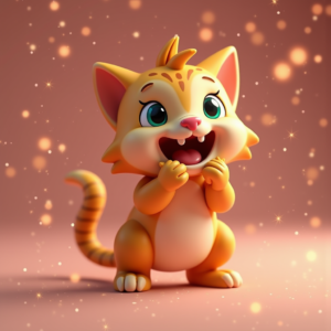 3D Toys — Mischievous Cartoon Cat Character Mid-pounce With Character #0137 (Dreamina)
