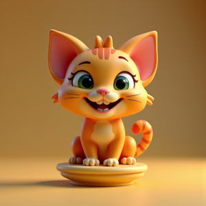 3D Toys — Mischievous Cartoon Cat Character Mid-pounce With Character #0167 (ChatGPT)