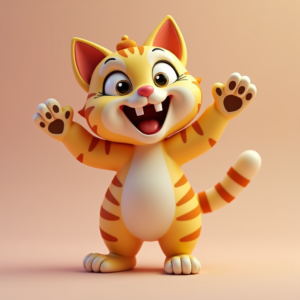 3D Toys — Mischievous Cartoon Cat Character Mid-pounce With Character #0197 (Dreamina)