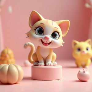 3D Toys — Mischievous Cartoon Cat Character Mid-pounce With Character #0203 (ChatGPT)