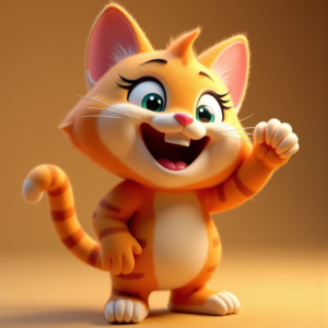 3D Toys — Mischievous Cartoon Cat Character Mid-pounce With Character #0252 (Firefly)