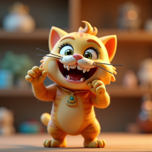 3D Toys — Mischievous Cartoon Cat Character Mid-pounce With Character #0288 (Firefly)