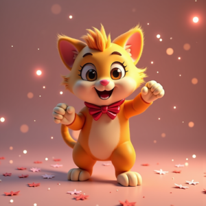 3D Toys — Mischievous Cartoon Cat Character Mid-pounce With Character #0324 (Firefly)
