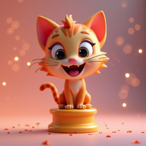 3D Toys — Mischievous Cartoon Cat Character Mid-pounce With Character #0330 (Midjourney)