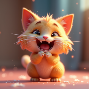 3D Toys — Mischievous Cartoon Cat Character Mid-pounce With Character #0336 (Firefly)