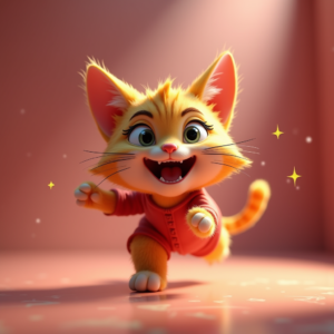 3D Toys — Mischievous Cartoon Cat Character Mid-pounce With Character #0348 (Firefly)