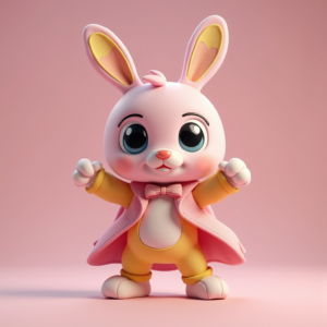 3D Toys — Round-eyed Pastel Bunny Plush Character With Character #0009 (Krea)