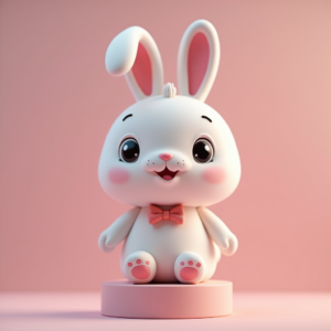 3D Toys — Round-eyed Pastel Bunny Plush Character With Character #0021 (Krea)