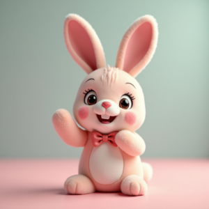 3D Toys — Round-eyed Pastel Bunny Plush Character With Character #0051 (Leonardo)