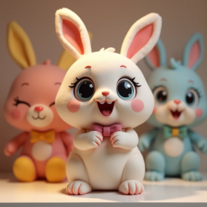 3D Toys — Round-eyed Pastel Bunny Plush Character With Character #0099 (Leonardo)