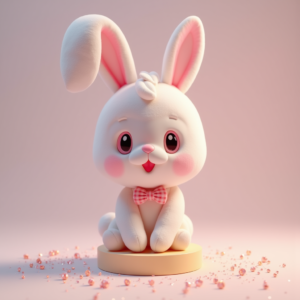 3D Toys — Round-eyed Pastel Bunny Plush Character With Character #0129 (Krea)