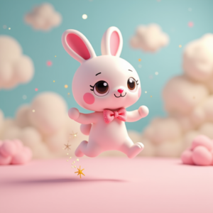 3D Toys — Round-eyed Pastel Bunny Plush Character With Character #0183 (Leonardo)