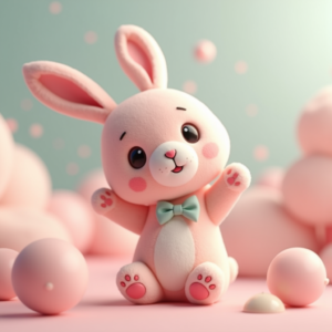3D Toys — Round-eyed Pastel Bunny Plush Character With Character #0195 (Leonardo)