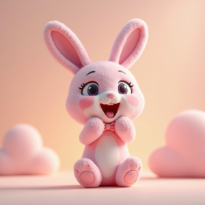 3D Toys — Round-eyed Pastel Bunny Plush Character With Character #0207 (Leonardo)