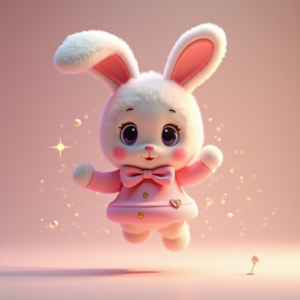 3D Toys — Round-eyed Pastel Bunny Plush Character With Character #0219 (Leonardo)