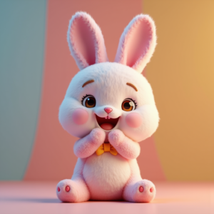 3D Toys — Round-eyed Pastel Bunny Plush Character With Character #0226 (Gemini)
